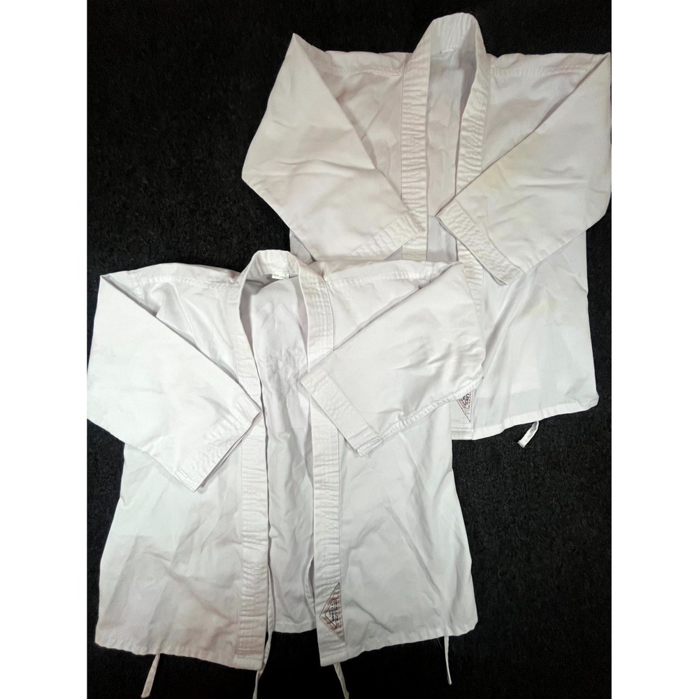 Elite Academy Martial Arts Karate Gi Jacket Youth 00 White Belted Front Lot of 2